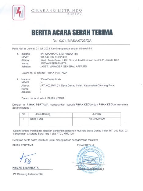 Program CSR partisipasi pembangunan infrastruktur